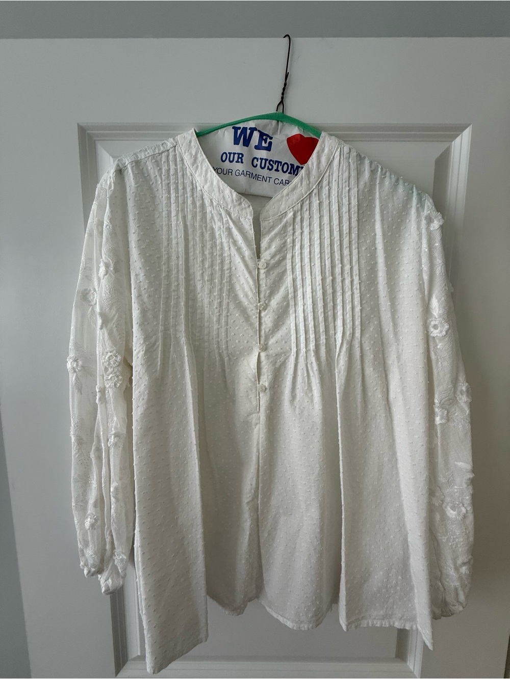 Women's White Pintuck Swiss Dot Blouse - Classic Lightweight Shirt